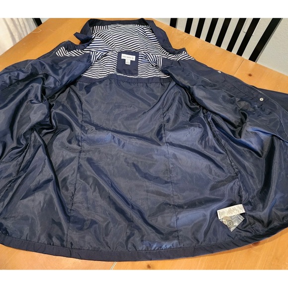 Susan Graver Rain Jacket Coat Womens Large Navy Blue Nautical Zip Hood Outdoor - Picture 14 of 14